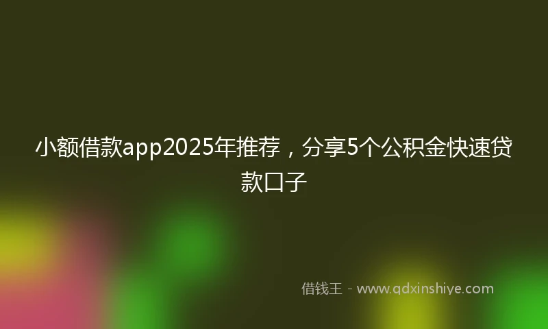 小额借款app2025年推荐，分享5个公积金快速贷款口子