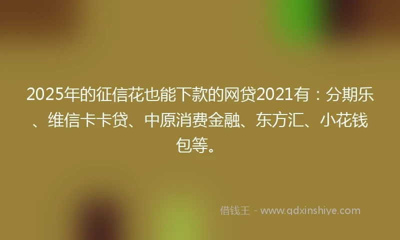 2025年的征信花也能下款的网贷2021有：分期乐、维信卡卡贷、中原消费金融、东方汇、小花钱包等。
