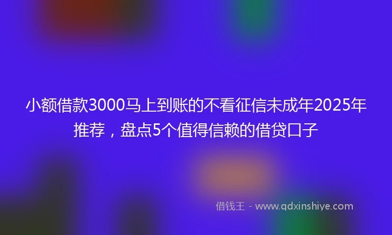 小额借款3000马上到账的不看征信未成年2025年推荐，盘点5个值得信赖的借贷口子