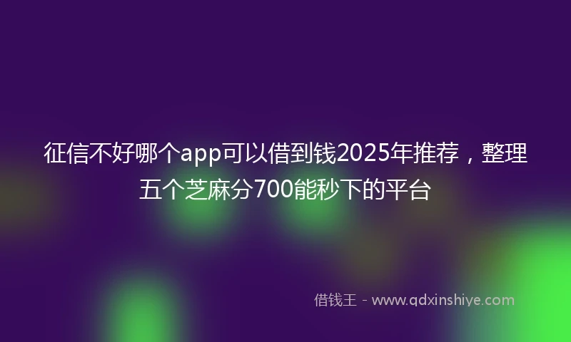 征信不好哪个app可以借到钱2025年推荐，整理五个芝麻分700能秒下的平台