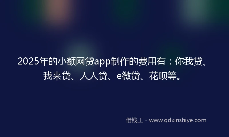 2025年的小额网贷app制作的费用有：你我贷、我来贷、人人贷、e微贷、花呗等。