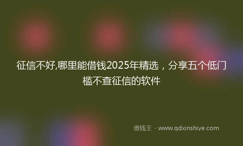 征信不好,哪里能借钱2025年精选，分享五个低门槛不查征信的软件