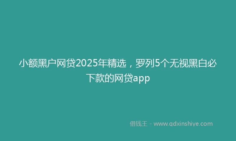 小额黑户网贷2025年精选,罗列5个无视黑白必下款的网贷app