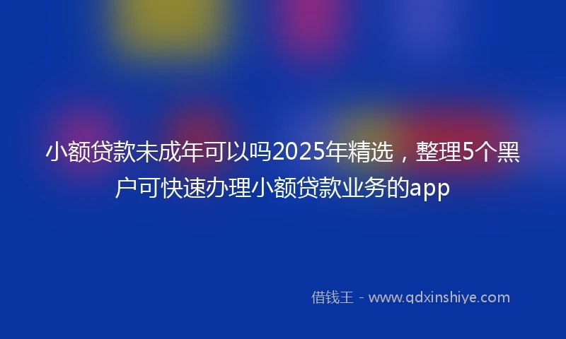 小额贷款未成年可以吗2025年精选,整理5个黑户可快速办理小额贷款业务的app