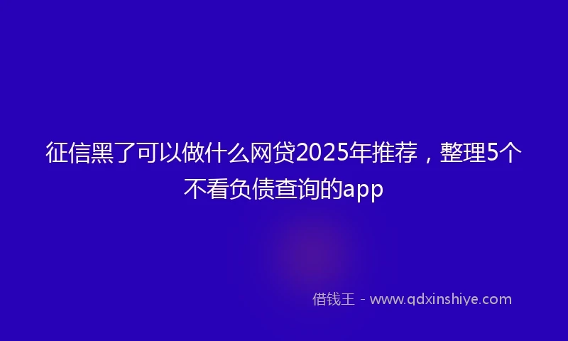 征信黑了可以做什么网贷2025年推荐，整理5个不看负债查询的app