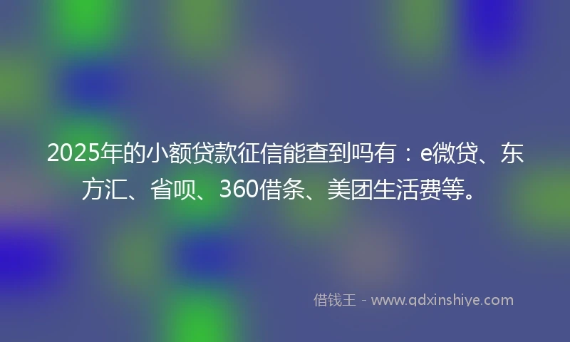 2025年的小额贷款征信能查到吗有：e微贷、东方汇、省呗、360借条、美团生活费等。