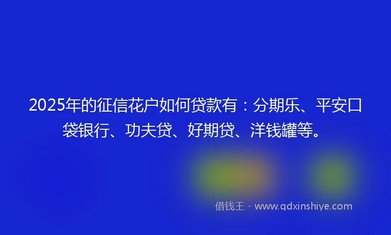 2025年的征信花户如何贷款有：分期乐、平安口袋银行、功夫贷、好期贷、洋钱罐等。