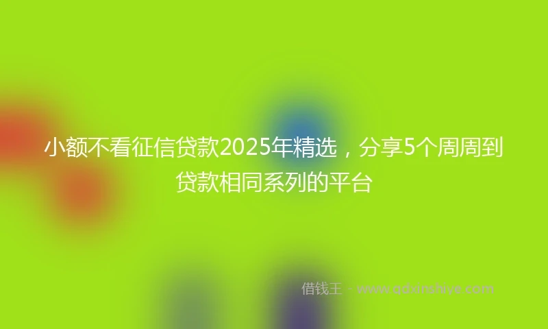 小额不看征信贷款2025年精选，分享5个周周到贷款相同系列的平台