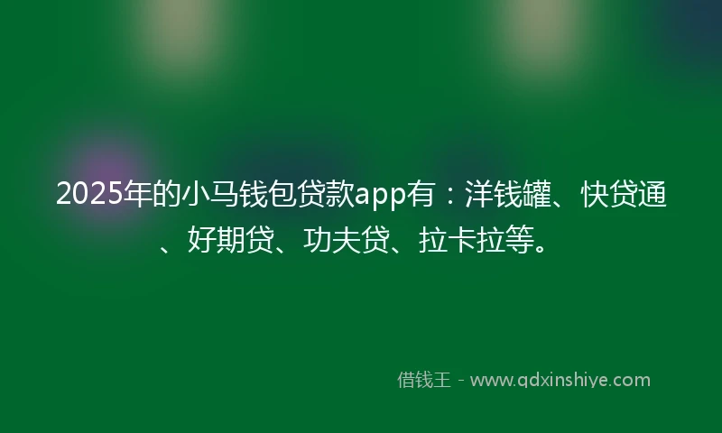2025年的小马钱包贷款app有：洋钱罐、快贷通、好期贷、功夫贷、拉卡拉等。