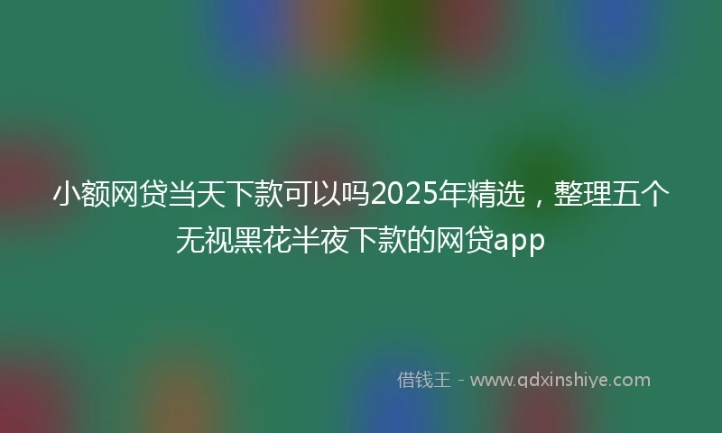 小额网贷当天下款可以吗2025年精选，整理五个无视黑花半夜下款的网贷app