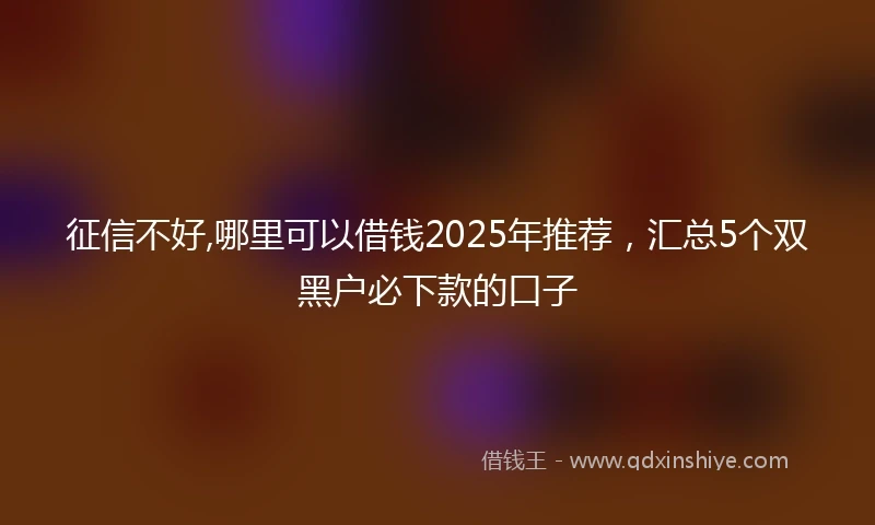 征信不好,哪里可以借钱2025年推荐，汇总5个双黑户必下款的口子