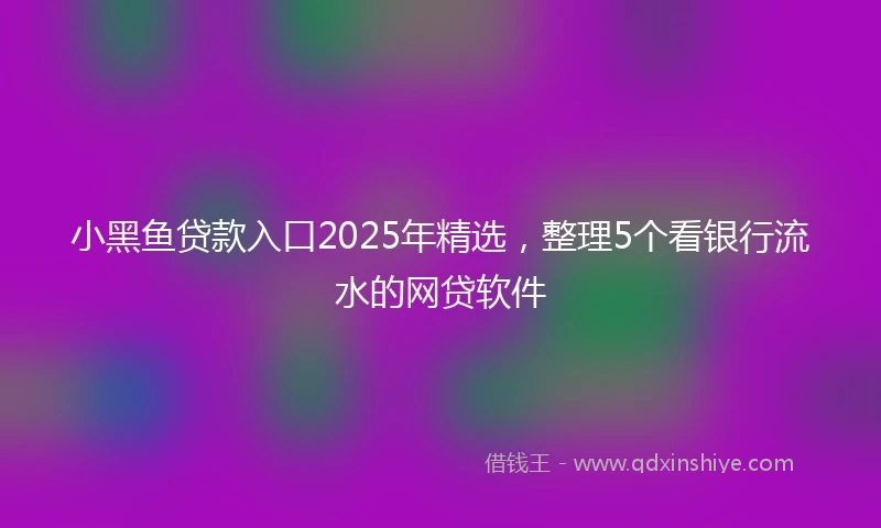 小黑鱼贷款入口2025年精选，整理5个看银行流水的网贷软件