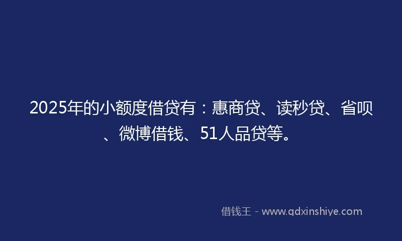 2025年的小额度借贷有：惠商贷、读秒贷、省呗、微博借钱、51人品贷等。