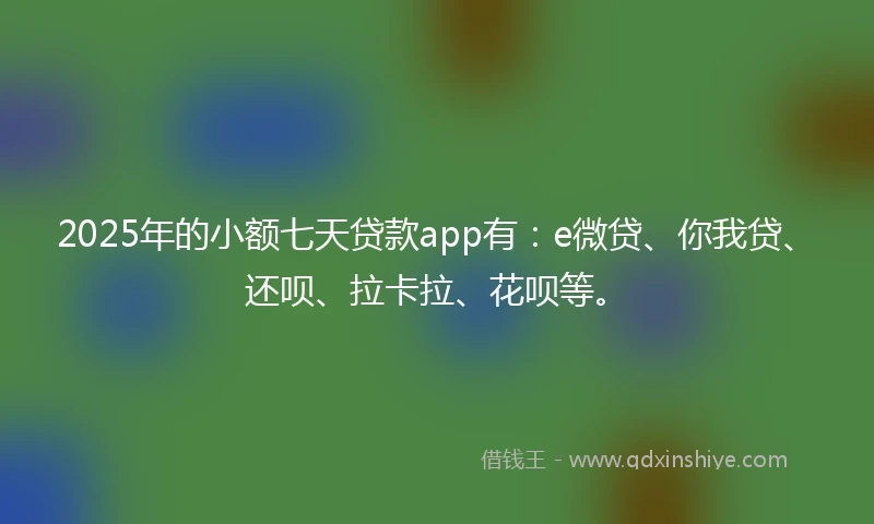 2025年的小额七天贷款app有：e微贷、你我贷、还呗、拉卡拉、花呗等。
