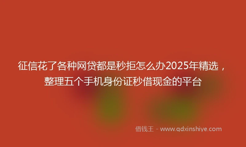 征信花了各种网贷都是秒拒怎么办2025年精选,整理五个手机身份证秒借现金的平台