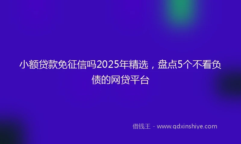 小额贷款免征信吗2025年精选，盘点5个不看负债的网贷平台