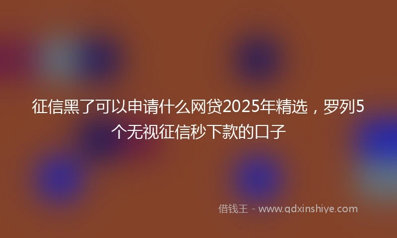征信黑了可以申请什么网贷2025年精选，罗列5个无视征信秒下款的口子