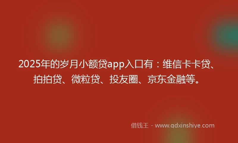 2025年的岁月小额贷app入口有：维信卡卡贷、拍拍贷、微粒贷、投友圈、京东金融等。