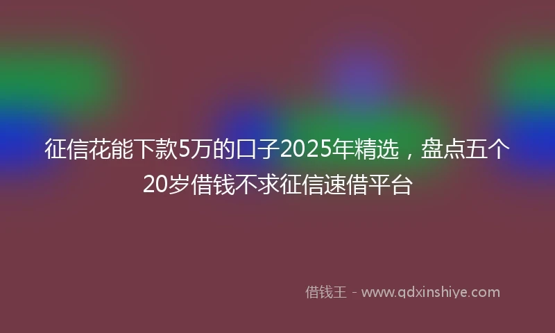 征信花能下款5万的口子2025年精选，盘点五个20岁借钱不求征信速借平台