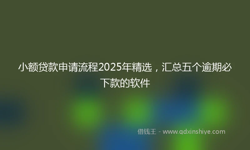 小额贷款申请流程2025年精选,汇总五个逾期必下款的软件