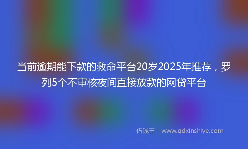 当前逾期能下款的救命平台20岁2025年推荐，罗列5个不审核夜间直接放款的网贷平台