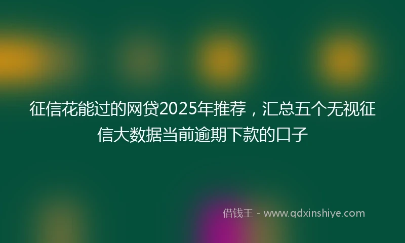 征信花能过的网贷2025年推荐，汇总五个无视征信大数据当前逾期下款的口子