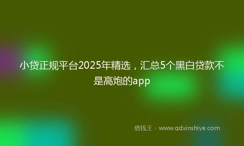小贷正规平台2025年精选，汇总5个黑白贷款不是高炮的app