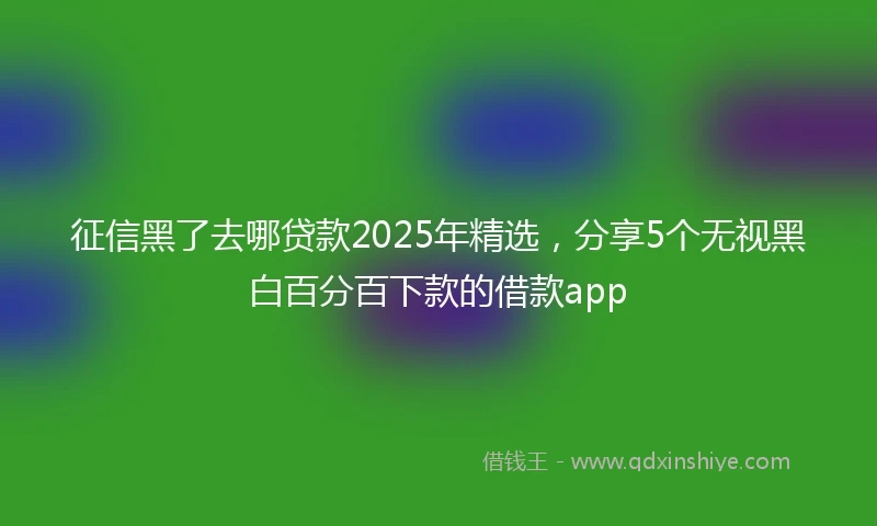 征信黑了去哪贷款2025年精选，分享5个无视黑白百分百下款的借款app
