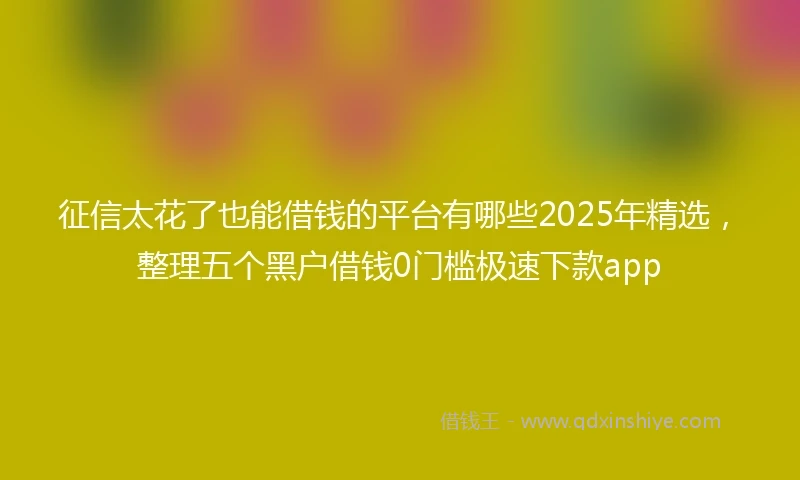 征信太花了也能借钱的平台有哪些2025年精选，整理五个黑户借钱0门槛极速下款app