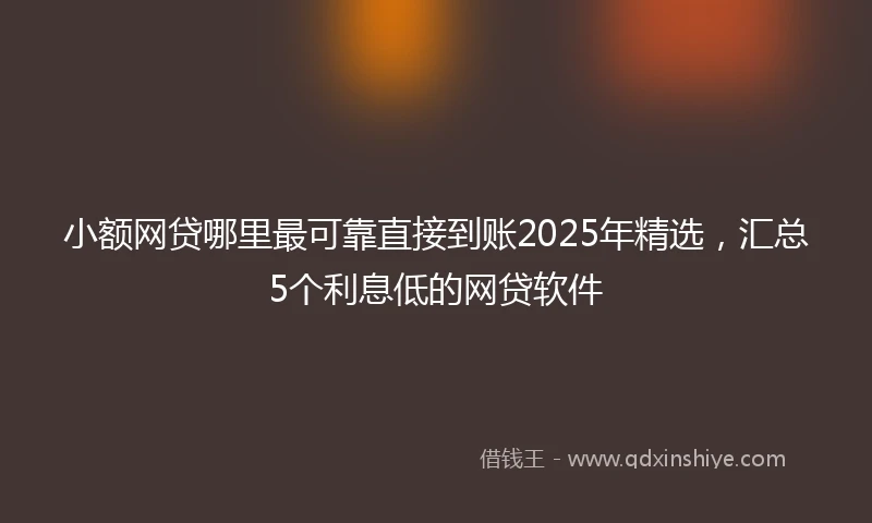 小额网贷哪里最可靠直接到账2025年精选，汇总5个利息低的网贷软件