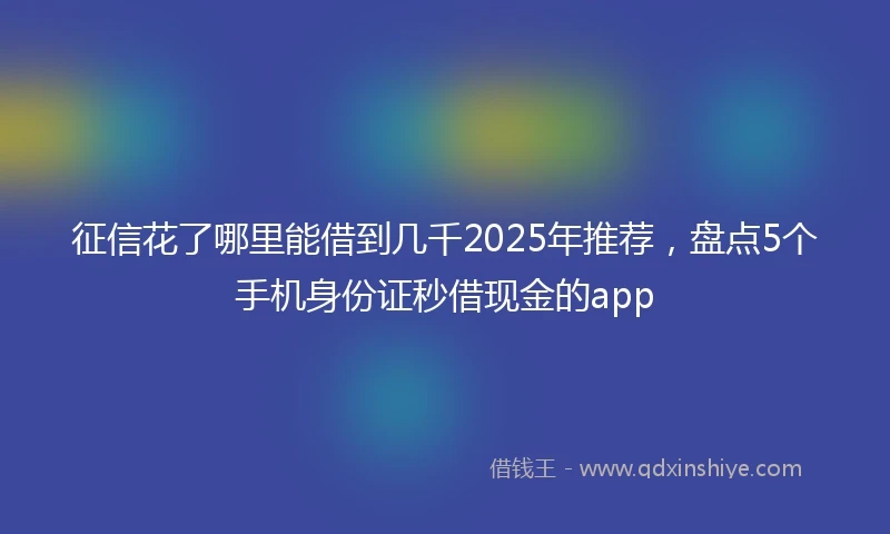 征信花了哪里能借到几千2025年推荐，盘点5个手机身份证秒借现金的app