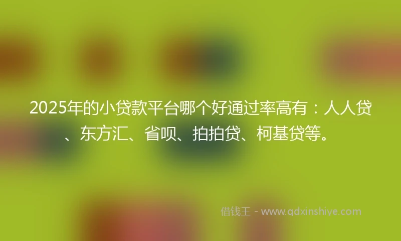2025年的小贷款平台哪个好通过率高有：人人贷、东方汇、省呗、拍拍贷、柯基贷等。