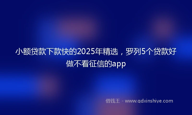 小额贷款下款快的2025年精选，罗列5个贷款好做不看征信的app