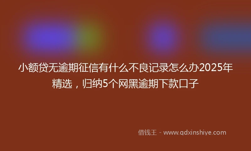 小额贷无逾期征信有什么不良记录怎么办2025年精选，归纳5个网黑逾期下款口子