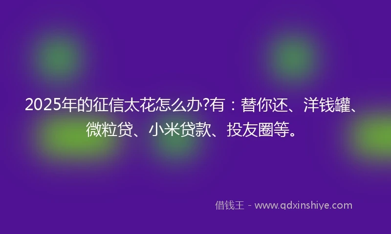 2025年的征信太花怎么办?有：替你还、洋钱罐、微粒贷、小米贷款、投友圈等。