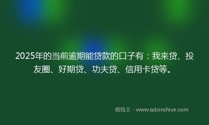 2025年的当前逾期能贷款的口子有：我来贷、投友圈、好期贷、功夫贷、信用卡贷等。