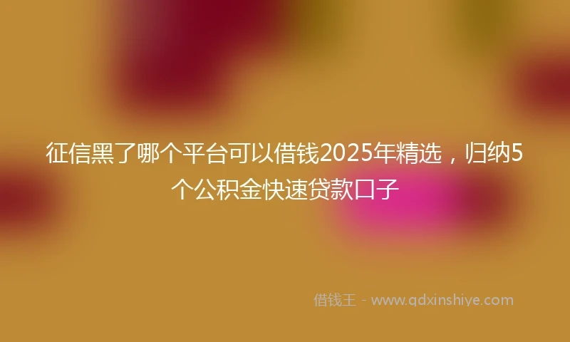 征信黑了哪个平台可以借钱2025年精选，归纳5个公积金快速贷款口子