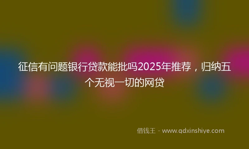 征信有问题银行贷款能批吗2025年推荐，归纳五个无视一切的网贷
