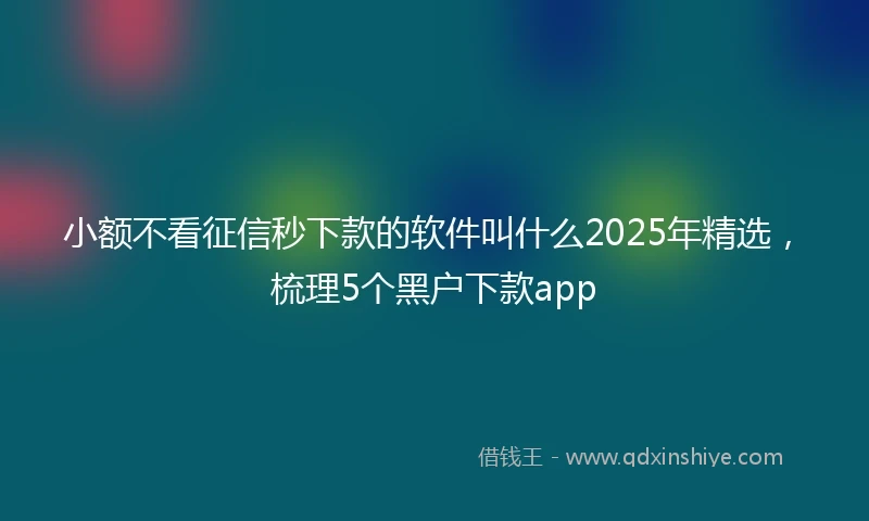 小额不看征信秒下款的软件叫什么2025年精选，梳理5个黑户下款app