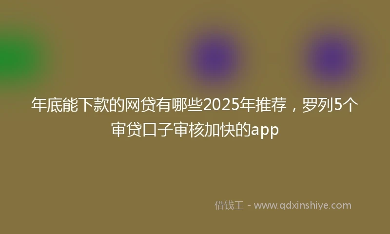 年底能下款的网贷有哪些2025年推荐，罗列5个审贷口子审核加快的app