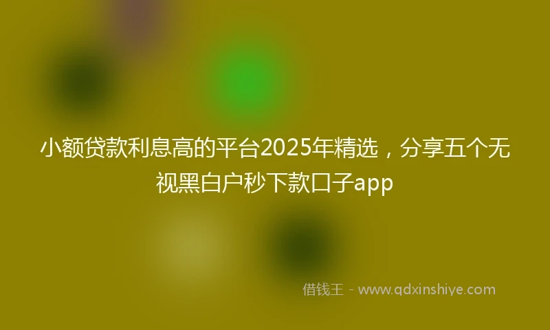 小额贷款利息高的平台2025年精选，分享五个无视黑白户秒下款口子app