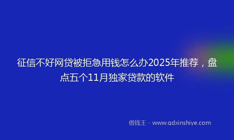征信不好网贷被拒急用钱怎么办2025年推荐，盘点五个11月独家贷款的软件