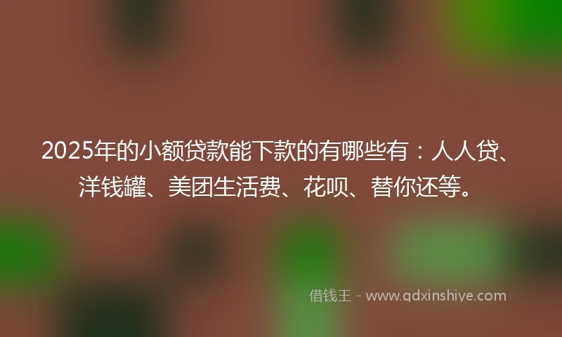 2025年的小额贷款能下款的有哪些有：人人贷、洋钱罐、美团生活费、花呗、替你还等。
