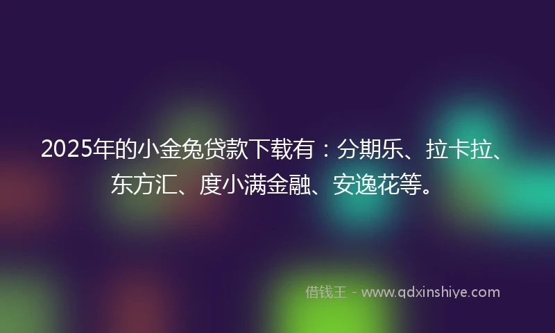 2025年的小金兔贷款下载有：分期乐、拉卡拉、东方汇、度小满金融、安逸花等。
