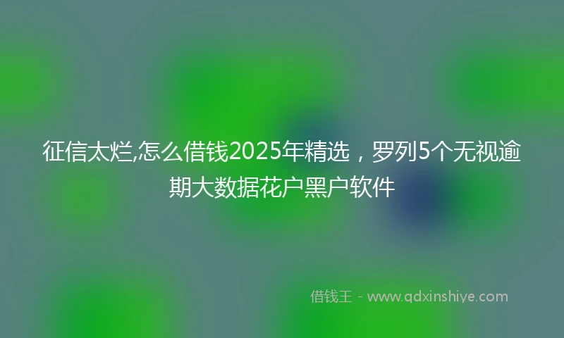 征信太烂,怎么借钱2025年精选，罗列5个无视逾期大数据花户黑户软件