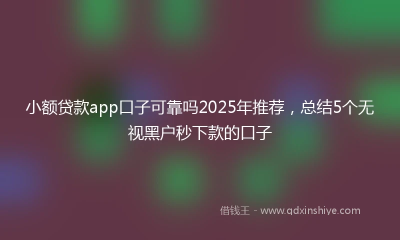 小额贷款app口子可靠吗2025年推荐，总结5个无视黑户秒下款的口子