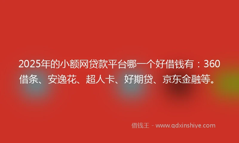 2025年的小额网贷款平台哪一个好借钱有：360借条、安逸花、超人卡、好期贷、京东金融等。