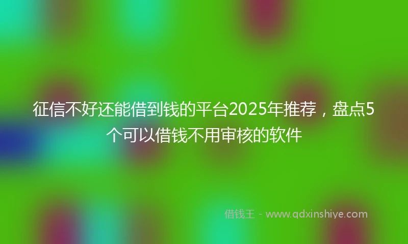 征信不好还能借到钱的平台2025年推荐，盘点5个可以借钱不用审核的软件