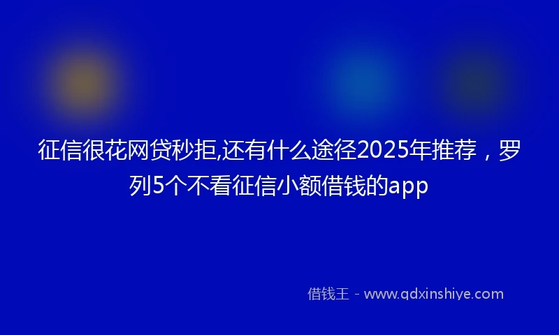 征信很花网贷秒拒,还有什么途径2025年推荐，罗列5个不看征信小额借钱的app