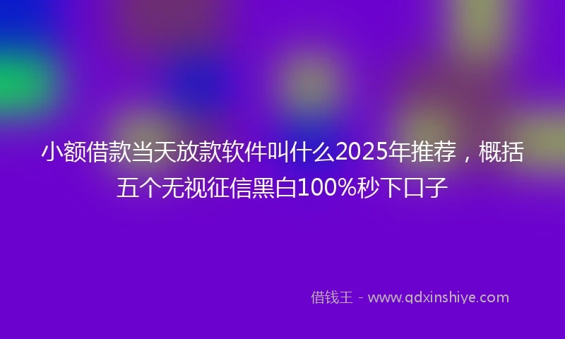 小额借款当天放款软件叫什么2025年推荐，概括五个无视征信黑白100%秒下口子